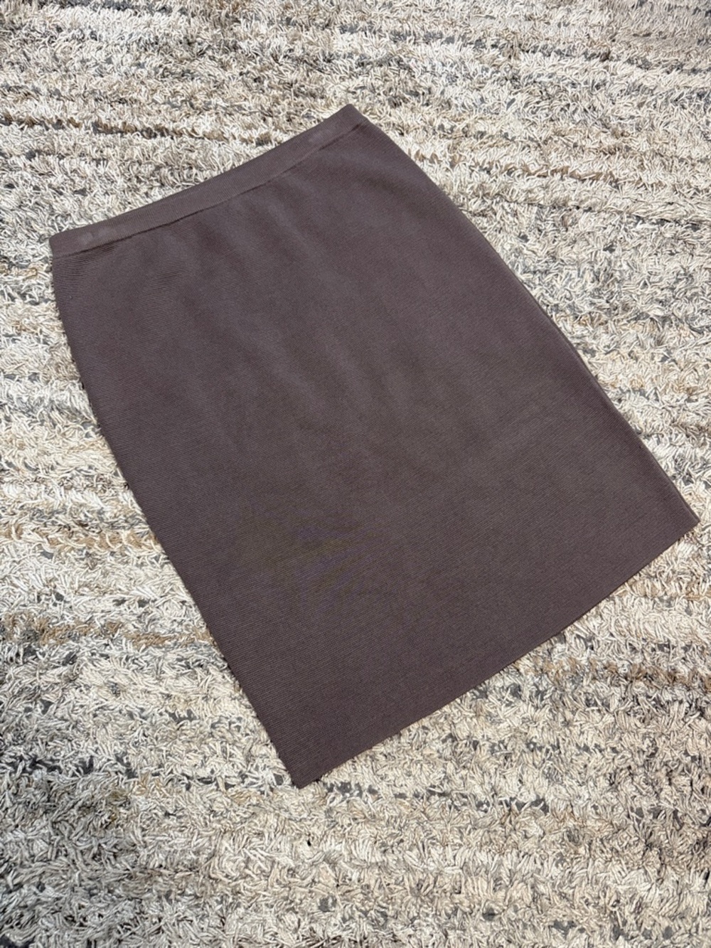 Eileen Fisher Brown Knit cotton silk blend, minimalist Pencil Skirt sz Large
